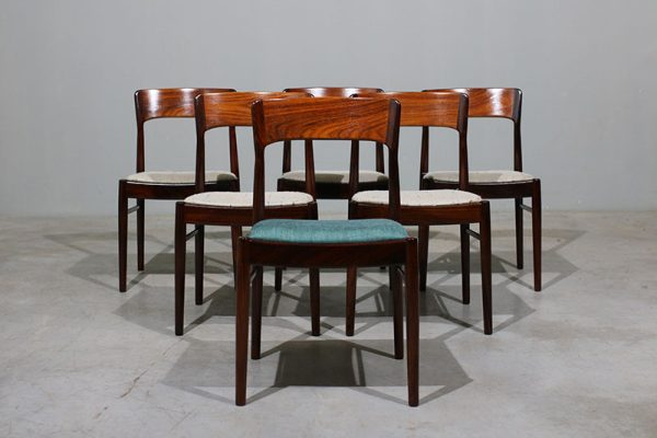 conjunto de 6 cadeiras Henning Kjaernulf em pau santo