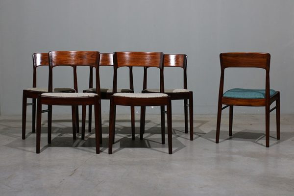 conjunto de 6 cadeiras Henning Kjaernulf em pau santo
