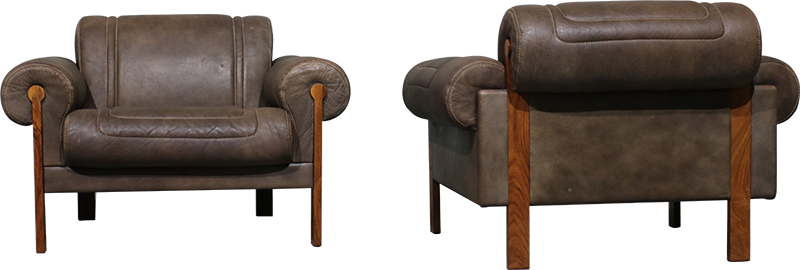 par de poltronas sven ellekaer em pau santo e couro